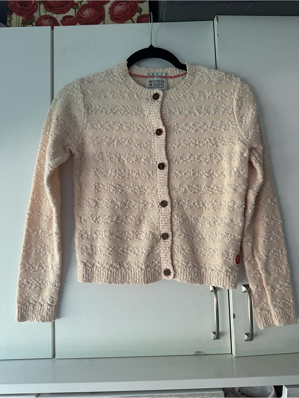 🌸 Scotch & Soda Girls Cream Textured Knit Cardigan Size 12/152